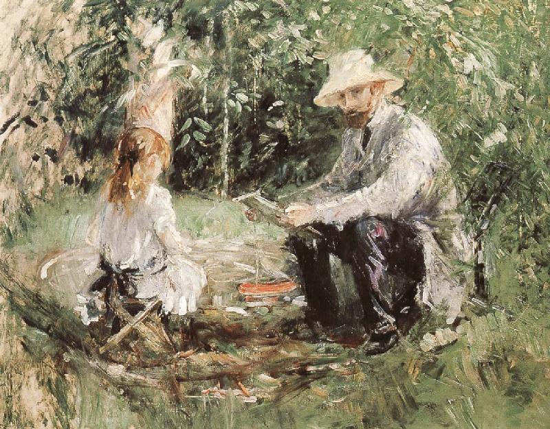 Berthe Morisot Manet and his daughter oil painting image